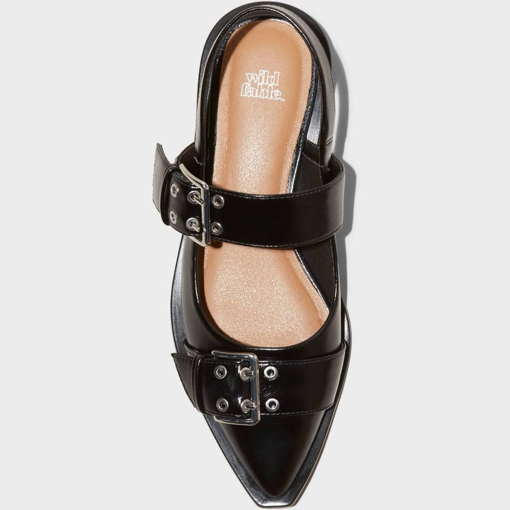 Peyton Double Buckle Slingback Flats Memory Foam Insole - Wild Fable - black - Picture 3 of 7